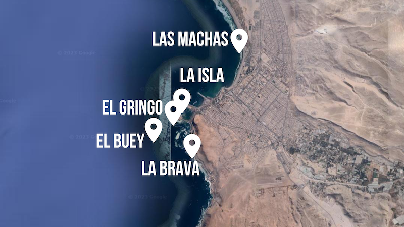 Arica Surf Spot Map