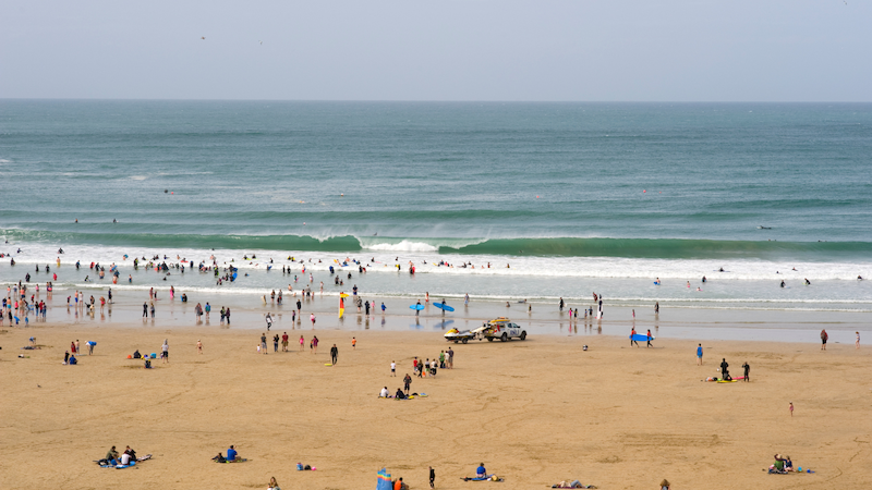 Cornish beach surf in summer